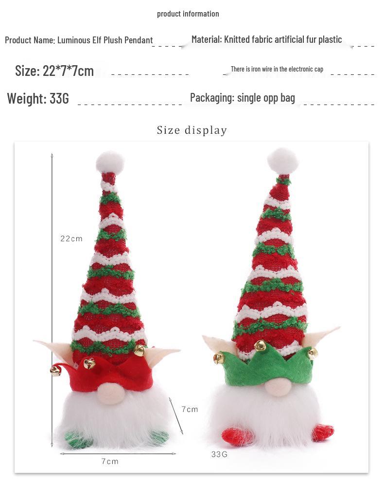 Týdenní vánoční svítící elfí panenka přívěsek figurka