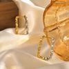 New Two Tone Circle Hoop Earring for Women, Hammered Stainless Steel Women's Mini Huggie Earrings, Gold Plated Small Hoops