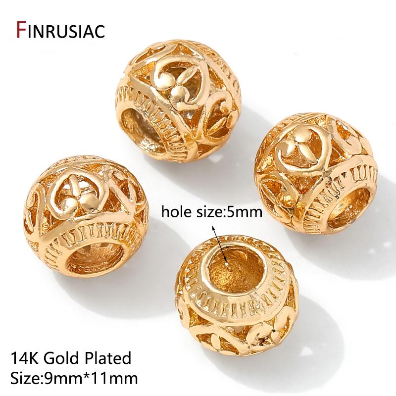 

14K Gold Plated Brass Hollow Ball Spacer Beads,Separator Beads For Bracelet Necklace Making Accessories,DIY Jewelry Materials 3 pieces