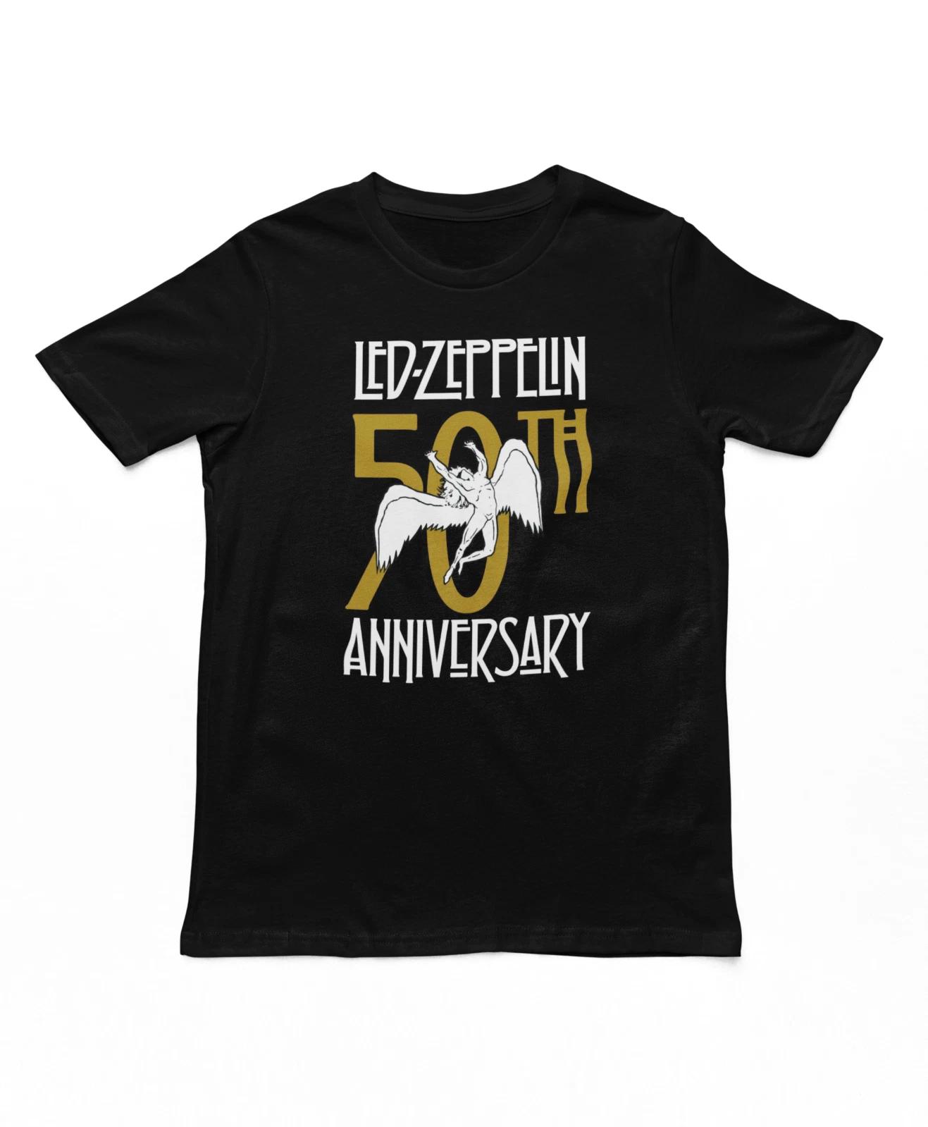 

Футболка к 50-летию Led Zeppelin Мужская футболка с рок-н-ролльной музыкальной группой Черная L