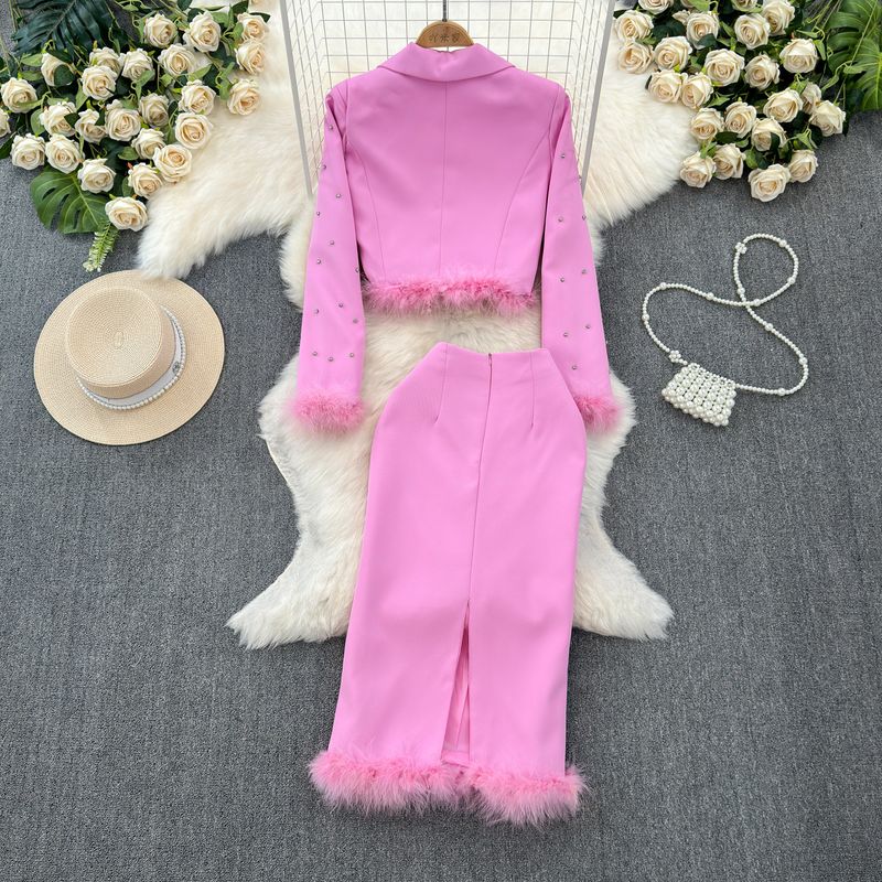 Accessible Luxury Exquisite Rhinestone Skirt Women's Summer Suit Outwear
