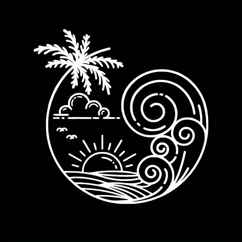 1Pc Eye-Catching Beach Wave Sticker, Waterproof Vinyl Decal, Universal Decor for Desktop, Bike Frames and Fridge Doors