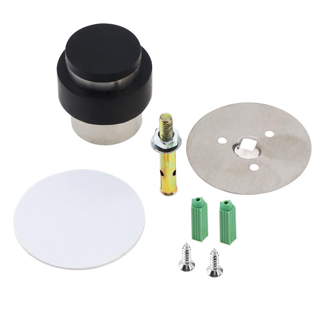 Silver Stainless Steel Floor Door Stop Cylindrical Wall Protector Heavy Duty Universal Bottom Top Mount