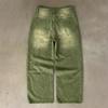 Y2K Street Matcha Džínové Kalhoty Kapsa Zelená Kulička Výšivka Džínové Kalhoty Londýnský High Street Trend Streetwear Unisex Volné Džíny