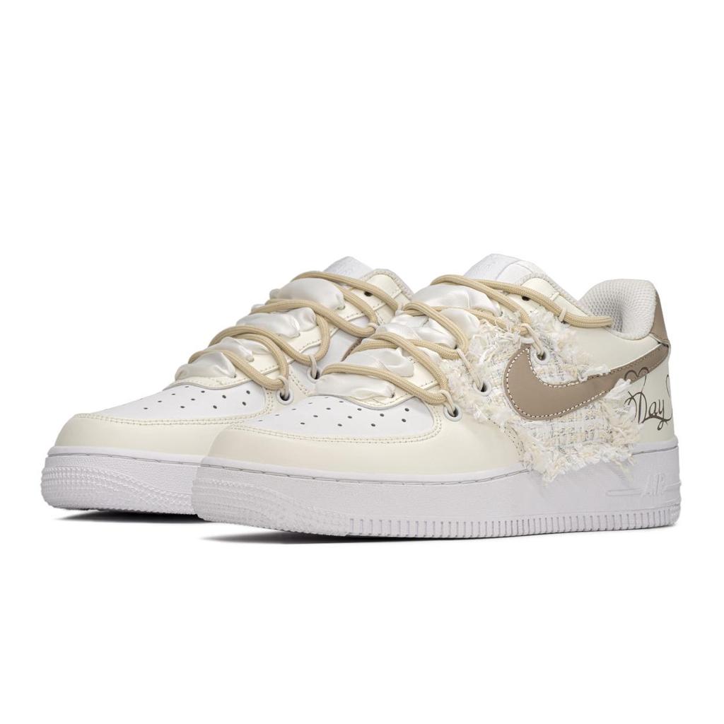 Nike Air Force 1 Height Increasing Height Increasing Low Top Skateboard Shoes GS Beige Brown DH2920-111(TeamA-)
