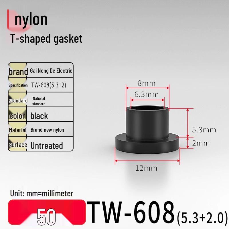 T-shaped Nylon Gasket Ring Screw Shaft Sleeve, Round Concave-Convex Insulation Pad, M2-M35