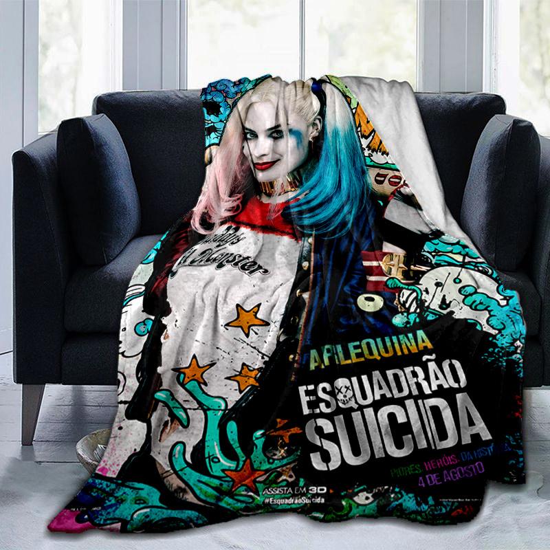 Suicide Squad Harley Quinn Cosplay Wig Halloween Costume AccessoriesPrint Blanket, Soft Blanket For Sofa Office Bed And Travelling Daughter