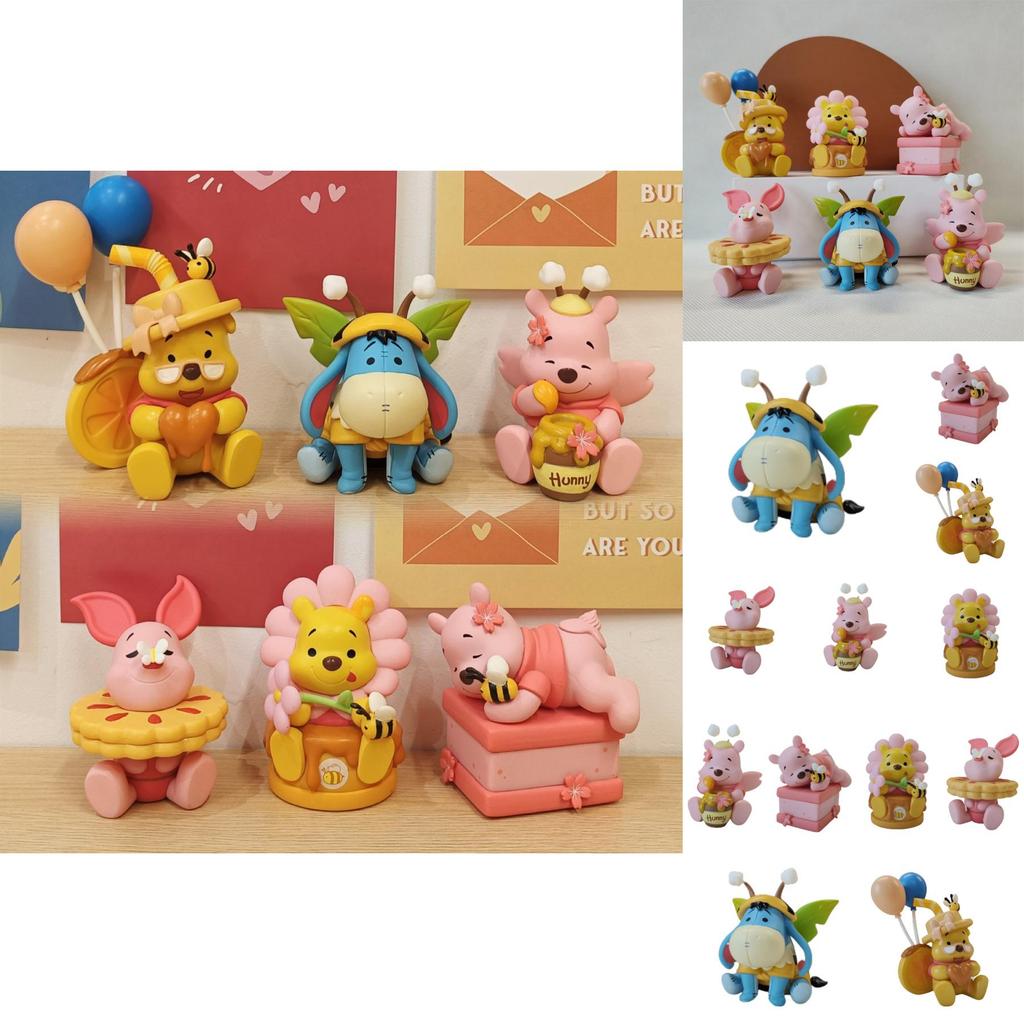 6-teiliges Figurenset mit Winnie Puuh, I-Aah und Ferkel – Weihnachtsgeschenk für Kinder – Spielzeugmodell – Tortendekoration