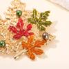 Elegant Maple Brooch for Women Vintage Inspired Alloy Crystals Embellished Accessory for Weddings Parties Daily Wear