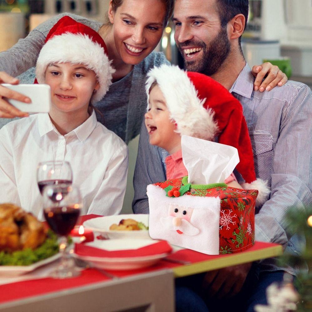 Decorative Christmas Tissue Paper Holder Non-woven Fabric Toilet Paper Storage Box Cover  Kids