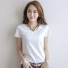 Short T-shirt Summer Women's Short-sleeved Round Neck V-neck Casual Shirt Shirt Solid Color Blouse Black/white