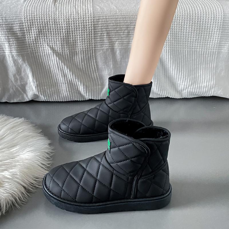 

Women Snow Boots Ladies Winter Comfortable Shoes Warm Plush Slip-on Solid Fashion Female Ankle Boot 40 чорний