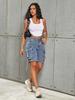 Rose Beauty A Y2K Street High Waist Flap Pocket Tape Detail Work Cargo Denim Bermuda Wide Leg Jean Shorts Summer Comfy Trendy Jorts