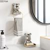 Little Bear Soap Dish Creative Bathroom Wall Hanging Ceramic Towel Holder and Hook Modern Home Decoration Bathroom Accessories