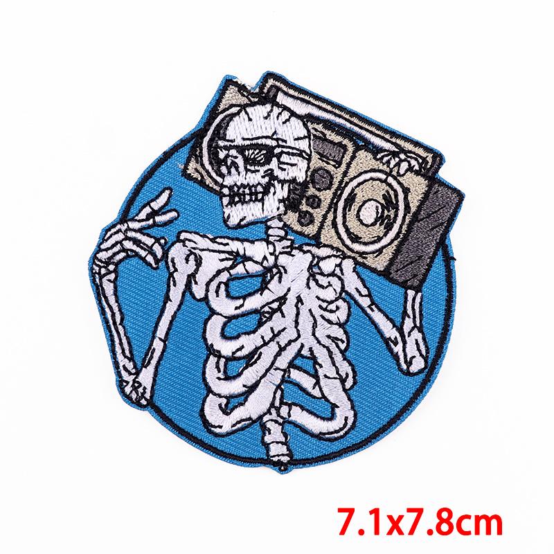 Punk Heart Embroidery Patch Iron On Patches For Clothing Thermoadhesive Patches On Clothes Waves Applique/Patches On Clothes