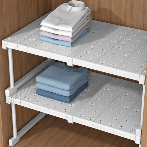 Expandable Storage Shelf for Closets, Storage Rack, Cupboard, Organizer, Under-Sink Storage, Freestanding, Sliding, Extendable Shelf, Strong, Heavy-Du