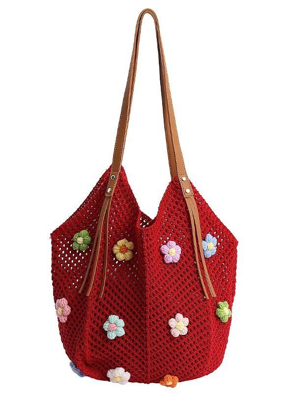 Cotton Beach Vacation Tote Bag With Open Top And Large Capacity For Casual Travel