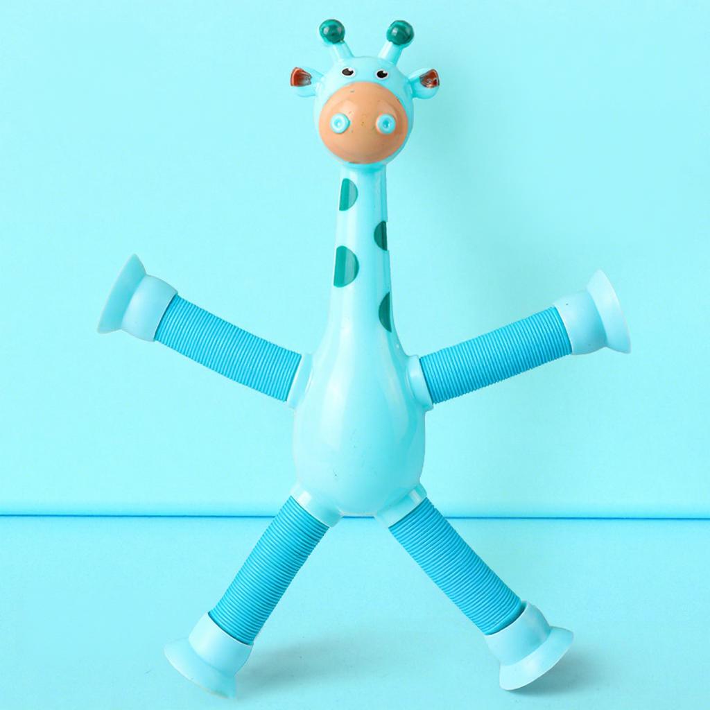 Novelty Giraffe Cartoon Telescopic Tube Educational Plastic Stress Relief Toy with Suction Cup Variable Shape for Child Gifts