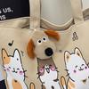 Cute Cartoon Canvas Bag for Women Large Capacity Versatile Shoulder Bag Casual Handbag Commuting Tote Bag Cat Shoulder Bag