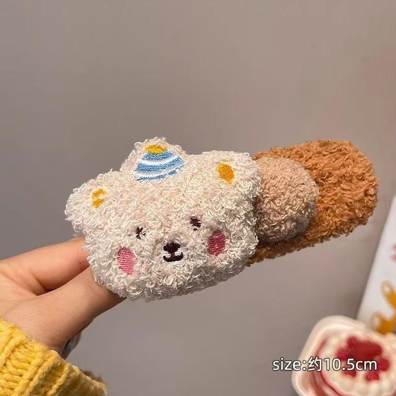 2pcs Autumn Winter Plush Teddy Bear Hair Clips - Large Duckbill Clips for Women, Cute Back Hair & Bangs Styling Accessories