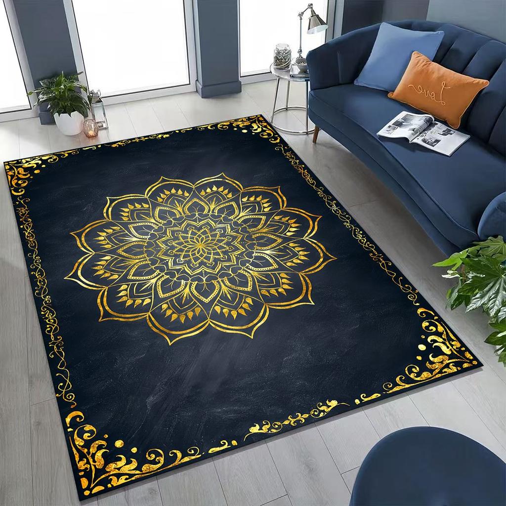 2026 Rainbow Mandala Flower Chakras Yoga Bohemia Art Rug for Bedroom Living Room Sofa Home Doormat Decor,Kid Non-slip Floor Mat