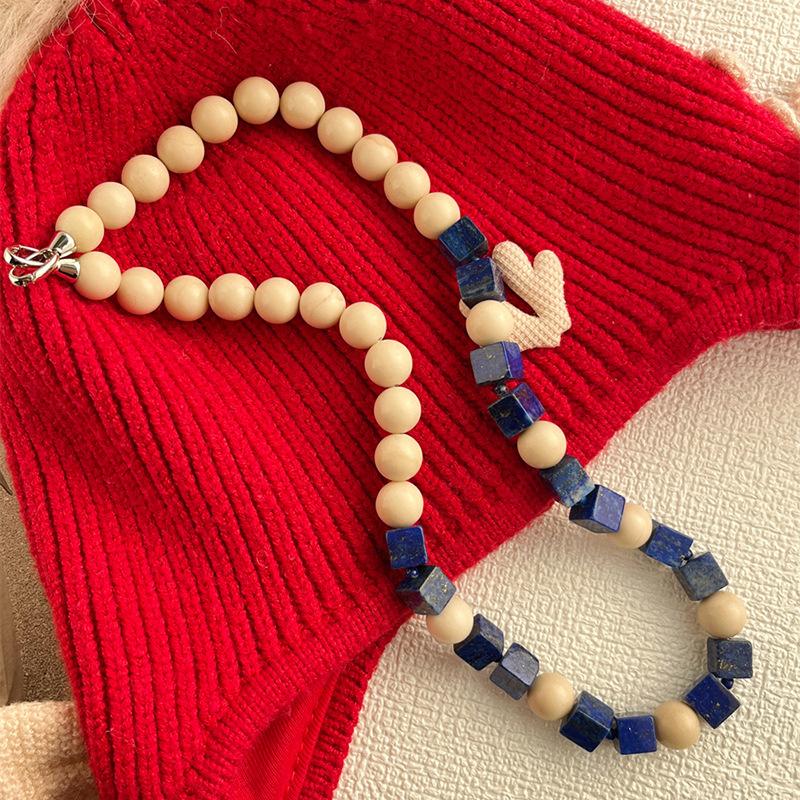 Handmade L Lapis Lazuli Blue Vaion Sle Nelace Fre Out New Chinese Design Collarbone Chain Jewelry Accory