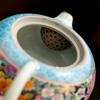 210ml Traditional Ru Kiln Ceramic Teapot Handmade Flowers Pattern Xishi Tea Pot Ball Hole Filter Kettle Portable Chinese Tea Set