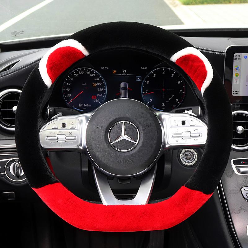 Women's Plush Winter Steering Wheel Cover - Korean Fashion, Universal Fit, Warm & Heated, Four Seasons Use.