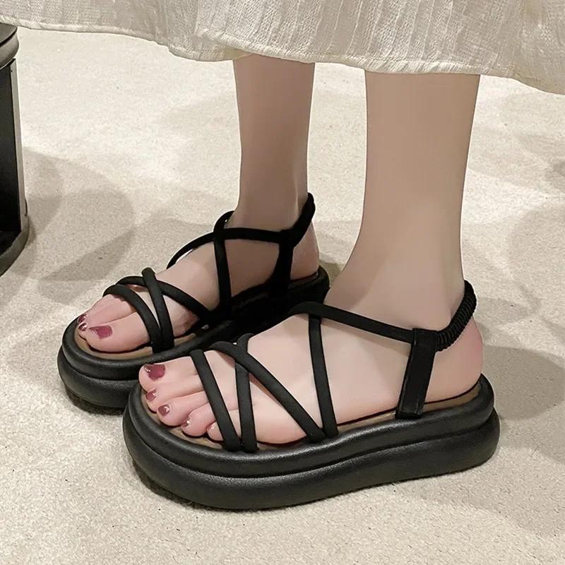 Fashion Summer Flats Platform Women Sandal Shoes New Trend Open Toe Dress Shoes 2025 Designer Casual Walking Shoes Shallow Zapatos Mujer