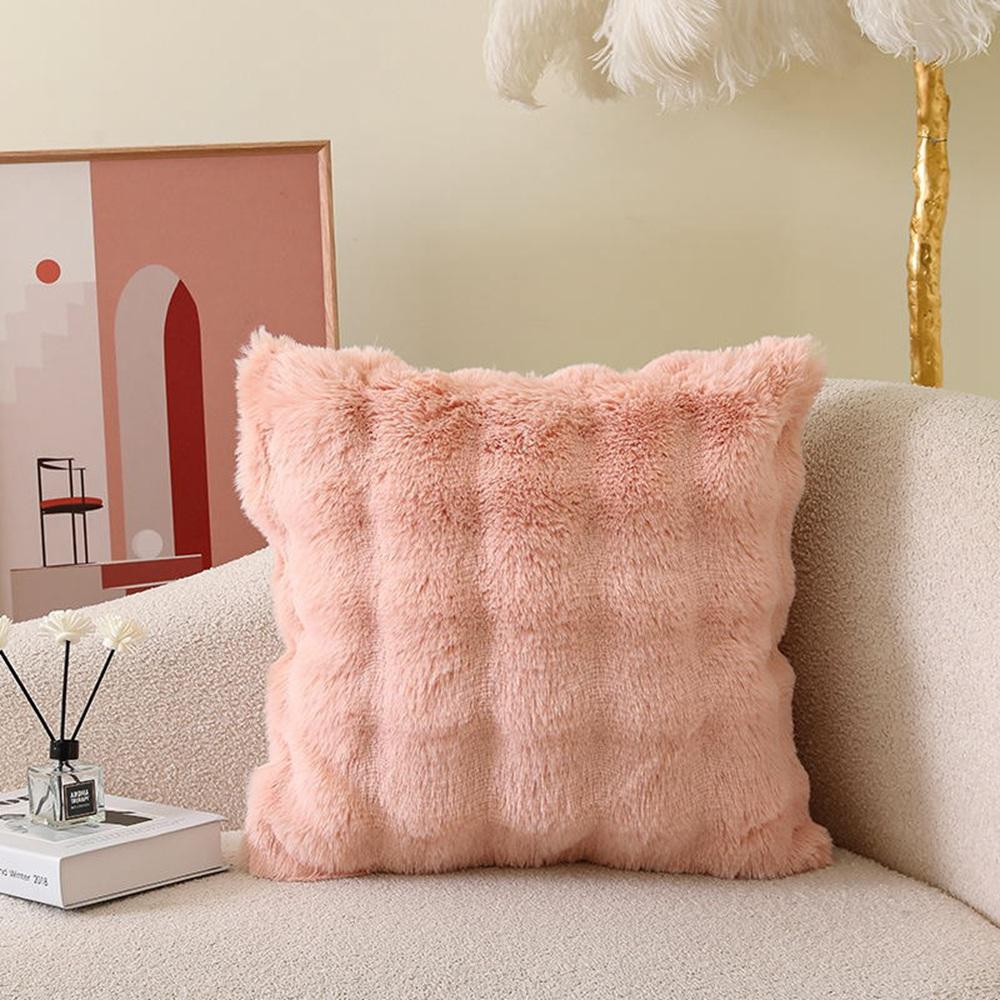 Kissenbezug, dekorative Heimkissen, weiß, rosa, Retro, flauschig, weich, Überwurf-Kissenbezug für Sofa, Couch, Kissenbezug, 45 x 45 cm, Kissenumarmungen