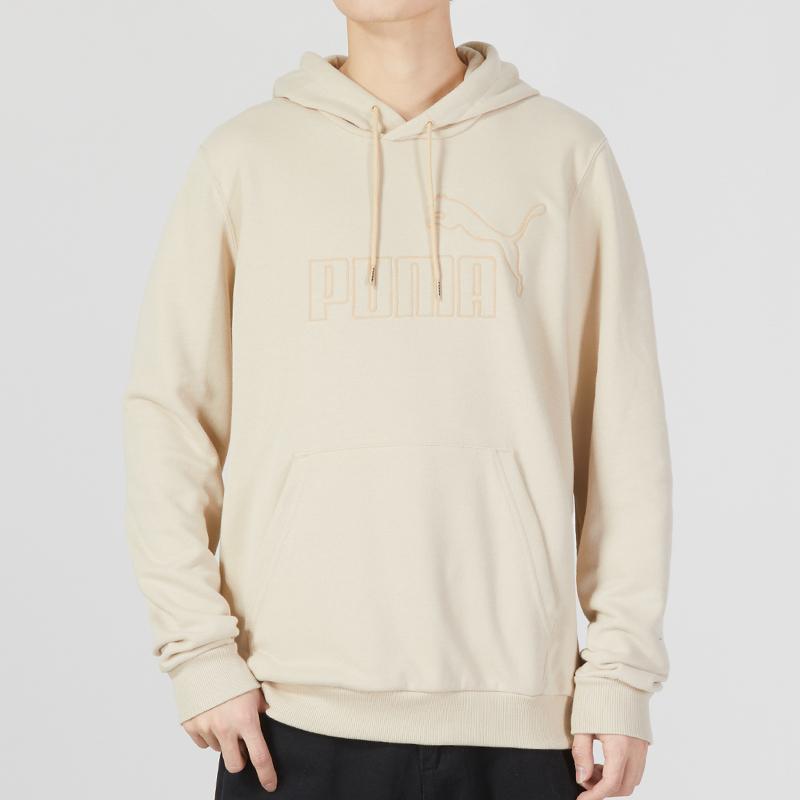 Puma Ess Elevated Logo Embroidered Sport Casual Hoodie Men Tops Khaki 675743-88