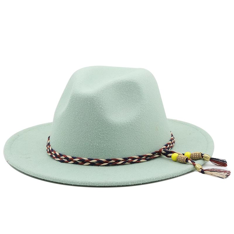 New Wool Wide Brim Floppy Felt Trilby Bowknot Fedora Hat For Elegant Womem Ladies Winter Auturmn Cashmere Gangster Church Hat