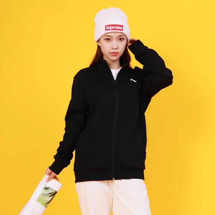 Li Ning Sports Lifestyle Series Logo Casual Stand Collar Jacket Unisex Jacket Black AWDR565-1