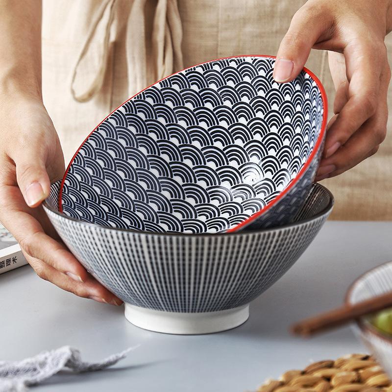 7 Inch Japanese Ramen Bowl Ceramic Under Glaze Creative Noodle Soup Bowl for Home Restaurant