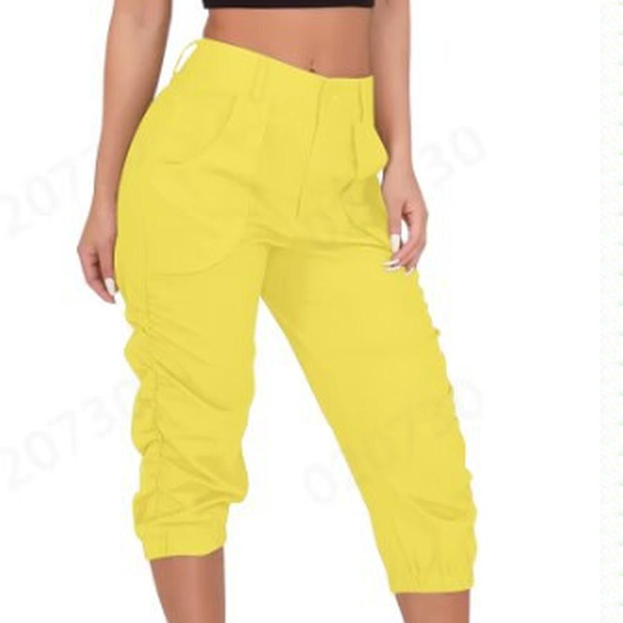 

New Summer Women s Casual 7/8 Pants Workwear Harem Pants 3XL жовтий