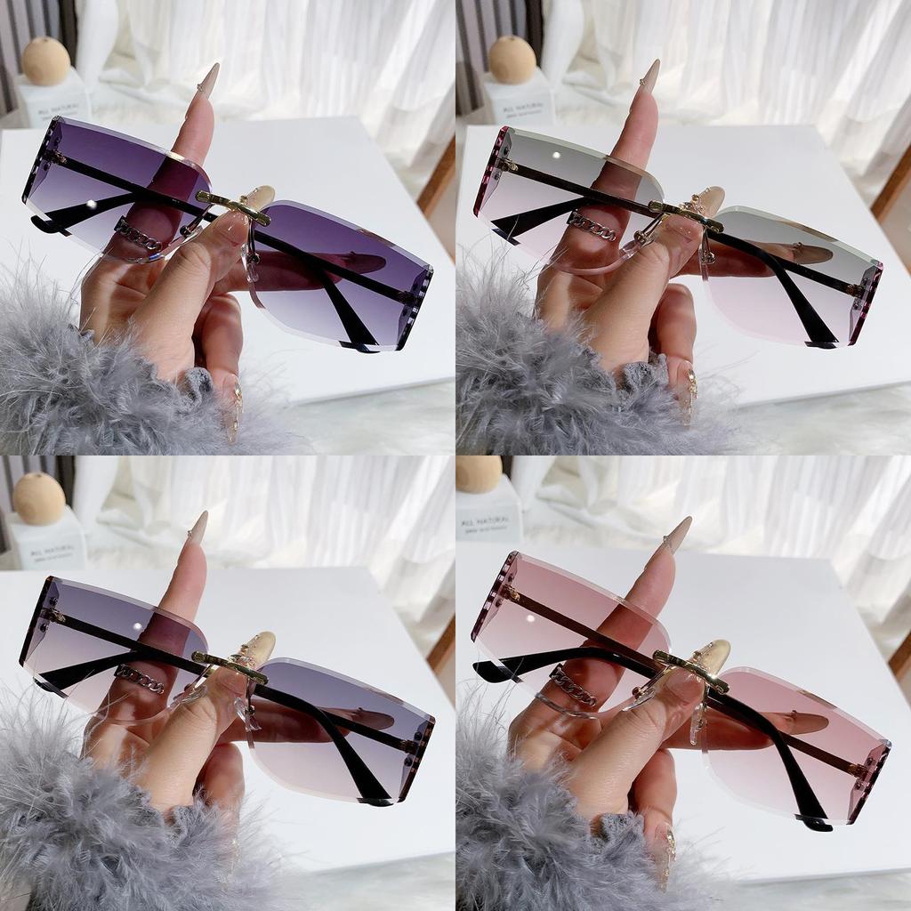 Unisex Frameless Curved Sunglasses With Uv400 Protection For Travel And Outdoor Activities