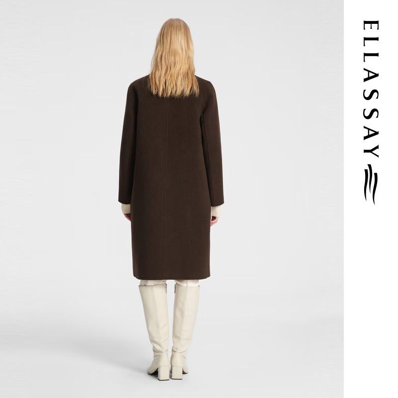 ELLASSAY Women's Autumn/Winter Yak Wool Blend Double-Faced Loose Coat