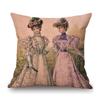 Elegant European Victorian Era Fashion Duchess Ladies Vintage Poster Royal Home Decorative Sofa Pillow Case Linen Cushion Cover