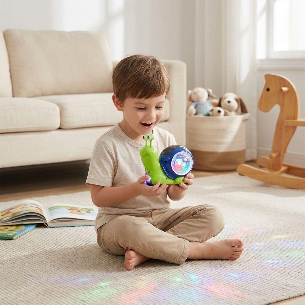 Tummy Time Luminous Snail Toy Green Brown Crawling Snail Toys Electric Snail Toy For Kindergarden