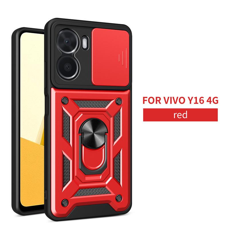 For Vivo Y16 4G Case Magnetic Holder Ring Stand Armor Phone Cases For Vivo Y 16 VivoY16 V2204 Slide Camera Lens Protection Cover