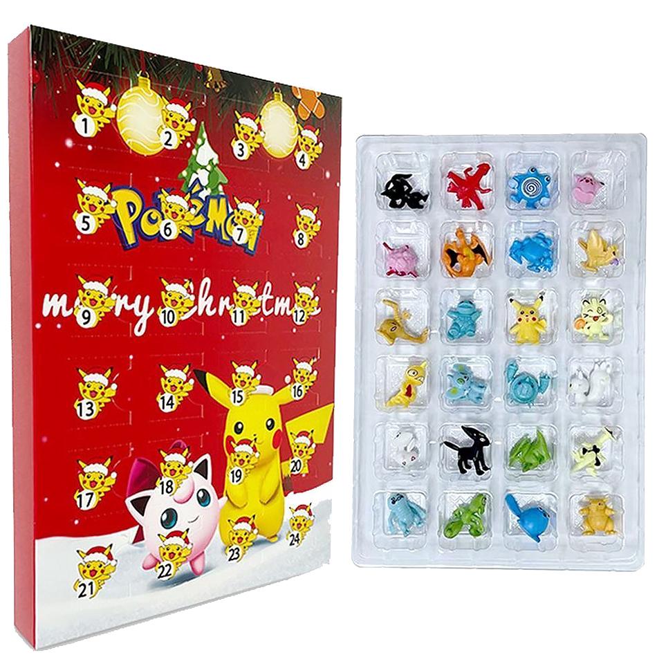 24 Stück Set Pokemon Figur Weihnachten Halloween Adventskalender Geschenk Kawaii Pikachu Anime Figural Action PVC Modell Kinderspielzeug Geschenke