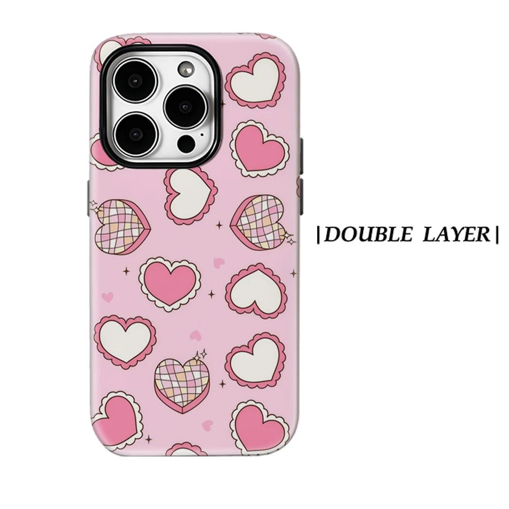 

Lace Hearts Phone Case for IPhone 17 16 15 14 13 Pro Max Plus for Magnetic Single Double-layer Tough Case IPHONE17