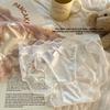 Female Summer Thin Sexy Lace Bow Pure Desire Satin Breathable High Split Low Waist Triangle Briefs