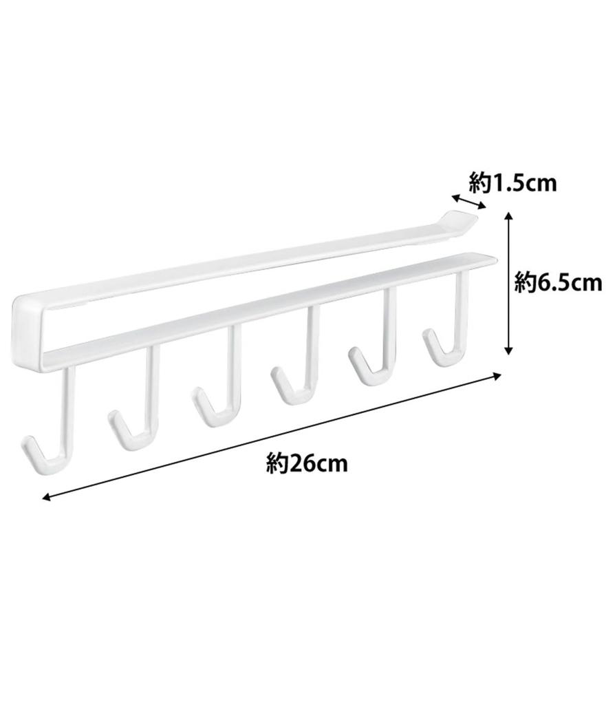 Yamazaki Tower Kitchen Tool x D26 x Model 7117 Under-Cabinet Hook, White, Approx. W1.5 H6.5cm,