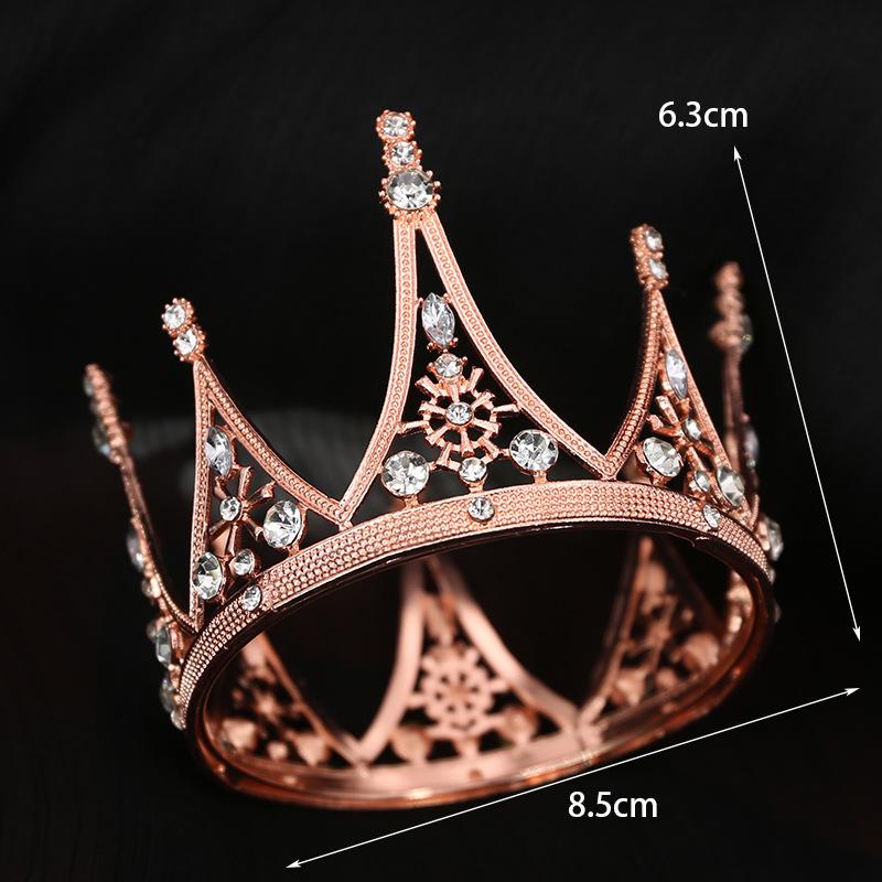 Original Baroque Round Crown Alloy Tiara Birthday Bride Cake Decoration Crown Children