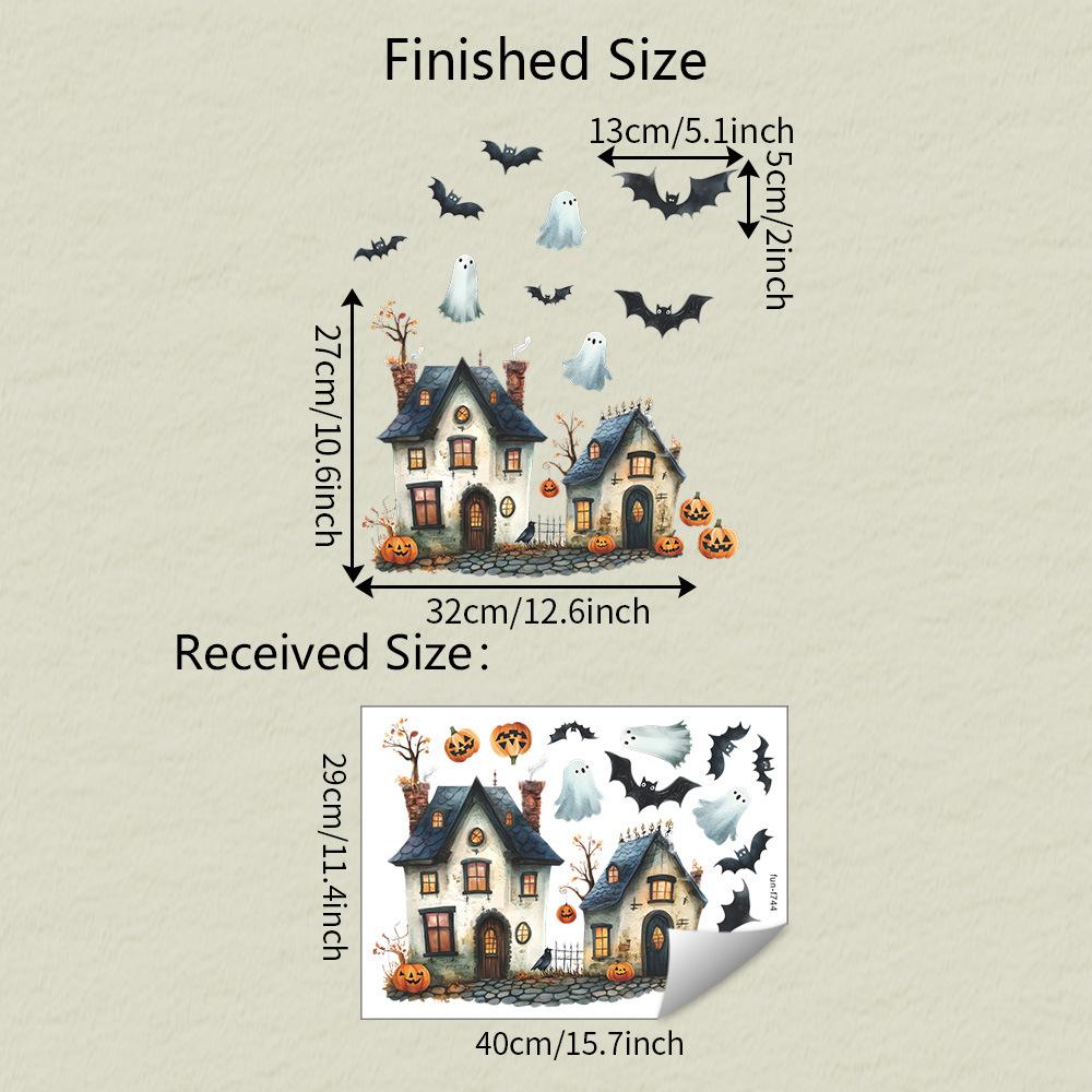 

Хэллоуин Расписной Замок Тыква Балкон Стеклянные Окна Домашняя Атмосфера Украшение Статические Наклейки на Окна