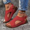 Women's Solid Color Wedge Heeled Sandals, Casual Open Toe Platform Shoes, Comfortable Ankle Strap Sandals