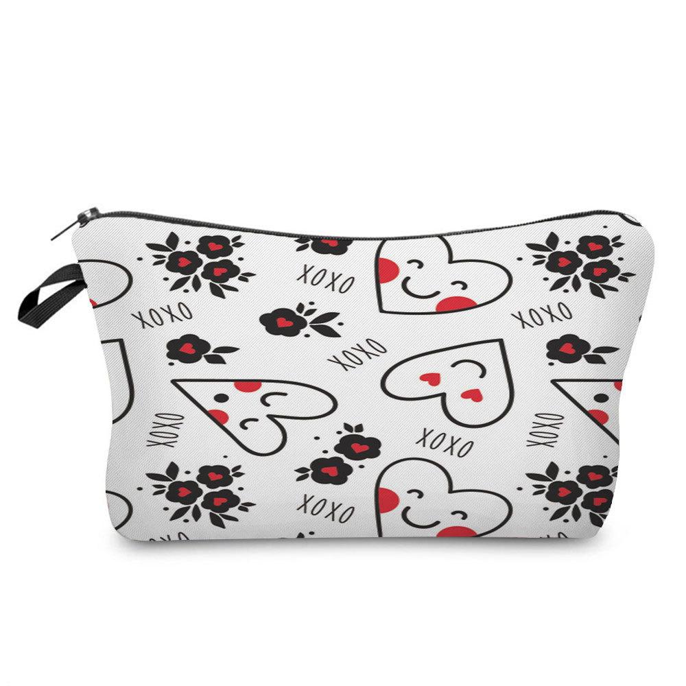 Women Hearts Print Cosmetic Bag Toiletries Organize Travel Storage Case KTB