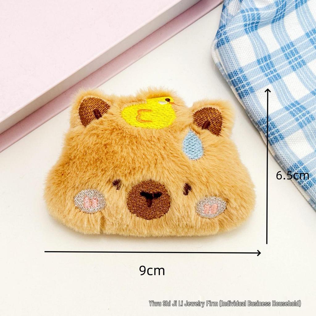 Cartoon Cute Sleeping Capybara Squeaking Pendant Plush Emoji Pin Accessories