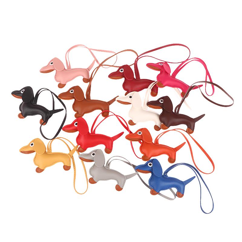 1Pc Men'S Car Dachshund Keychain Pu Leather Dog Keychains  For Women